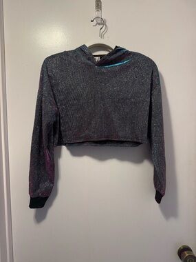 Sparkle Cropped Hooded Top holographic